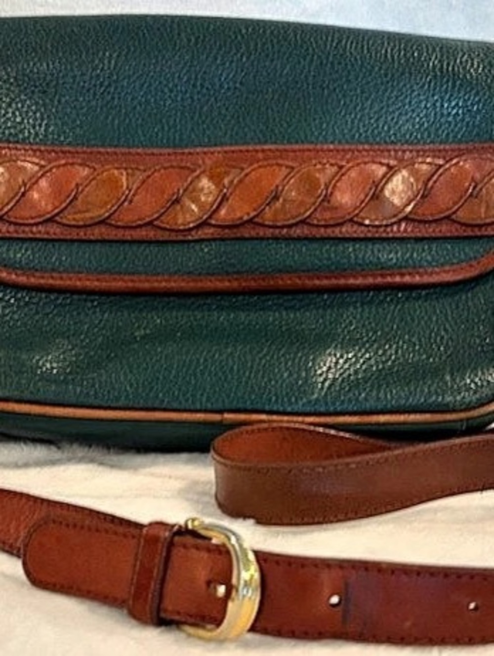 Gianni Bernini Green & Brown Crossbody Bag
